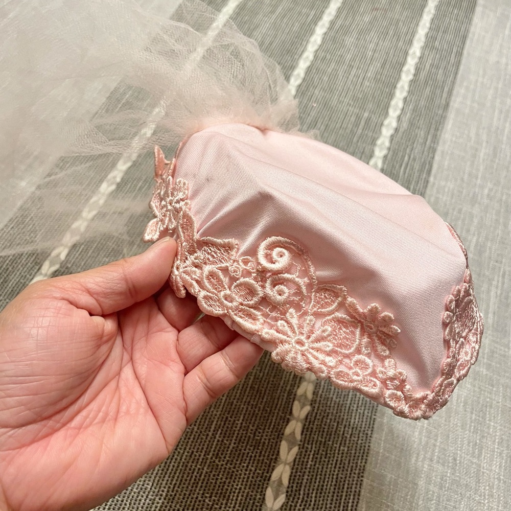 Vintage Fascinator Pink Mini Hat with Veil